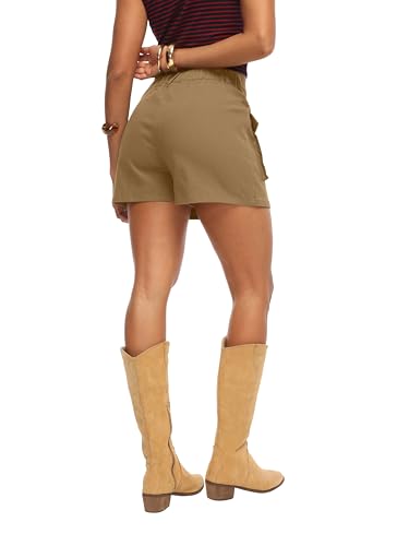 HiMONE Utility Cargo Skort for Women High Rise Mini Skirt Shorts with Functional Pockets Trendy Casual Outfit(Khaki-XL) — view 4