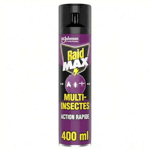 Raid Max Aérosol Multi-Insectes - Action Rapide - Elimine les Punaises - 1 Aérosol