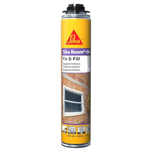 SIKA - Espuma expansible - Sika Boom 580 - Espuma de poliuretano autoextensible de uso general - Aplicada con pistola - Interior y exterior - 750ml, El embalaje puede variar