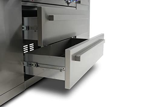 Mont Alpi Mai400-Dfc 32-Inch 4-Burner 78000 Btu Deluxe Stainless Steel Gas Outdoor Kitchen Bar Barbecue Island Grill W/ Infrared Side Burner + Wine Cooler Compact Refrigerator + Rotisserie Kit #TOP3