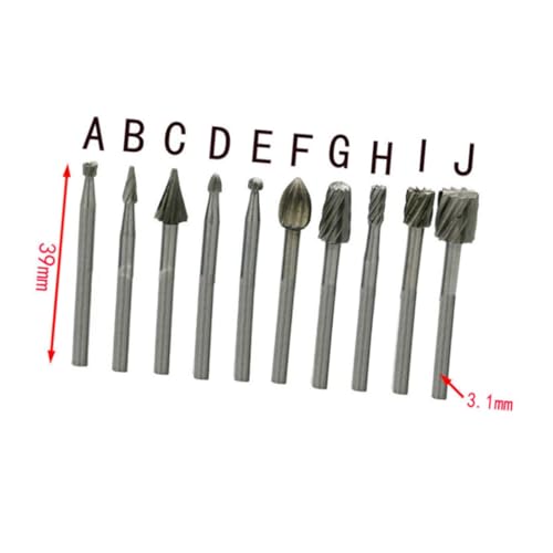 Set de 10 fresas de acero rápido para talla madera miniatura 4