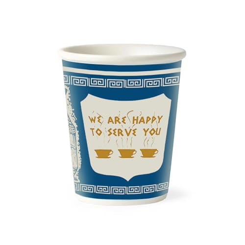 Classic NYC Greek-Style Coffee Cup 10 oz Blue & White