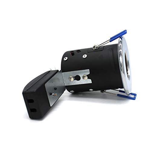 sanlumia 4 X LED Fire Rated Downlight Can GU10 Recessed Ceiling Twist & Lock Interchangeable Downlight IP65 Chrome sanlumia 4 X LED Fire Rated Downlight Can GU10 Recessed Ceiling Twist & Lock Interchangeable Downlight IP65 Chrome