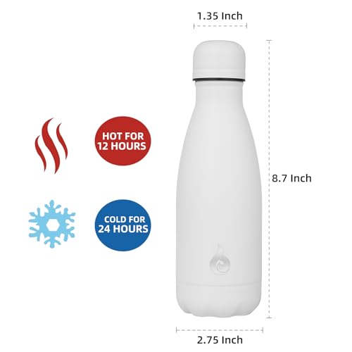 Image of BJPKPK Insulated Water Bottle 12oz Stainless Steel Water Bottles For Travel Keep Cold And Hot,White
