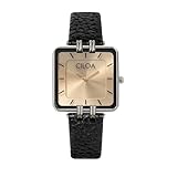 CILOA Women's Leather Strap Watch Dainty Elegant Gold Watches for Women Classic Casual Fashion Square Ladies Watch Gifts Present for Her.(Champagne Gold)
