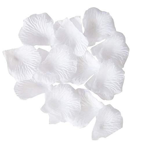 Pétalos de rosa de simulación, confeti de pétalos de rosa falsos para el matrimonio, decoración a granel, blanco cremoso, 1000 unidades Cover