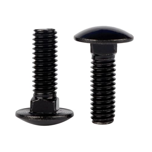 Image of 1 /2-13 x 2-1 /2 inch Carriage Bolts Screws Black Finish, Round Head Square Neck, 304 Stainless Steel 18-8, UNC Full Machine Coarse Thread, 5Pcs