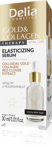 Delia Cosmetics - Gold & Collagen Therapy - Sérum elástico - Vitalidad - Nutrición - Oro coloidal - Extracto de trébol rojo - Colágeno - 30 ml