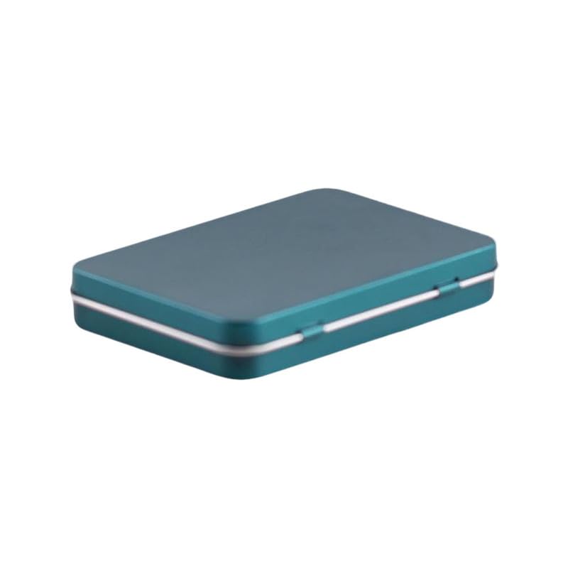 Leliafleury Green Hinged Tin Box 10.8 * 7.6 * 1.77cm Rectangular Tins Container Metal Empty Storage Tins For Small Items Home Supplies