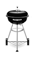 Weber Compact Kettle Holzkohlegrill/Dreibein-Ständer und Räder, Hitzebeständiges, rostfreies Design, Verchromter dreilagiger Rost, 47 cm, Schwarz – Ansicht 2
