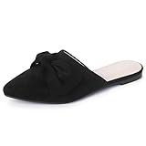 SANDALUP Mules Women Shoes w Pointed Toe and Elegant Bowknot Black 09