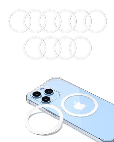 KALAPOP for Magsafe Ring 10PCS-Ultra Thin(0.4mm)-Universal Metal Rings Sticker Compatible with iPhone 15 Pro Max,15 Pro,15/14/13/12 Series,Samsung Galaxy,Google Pixel Series - White