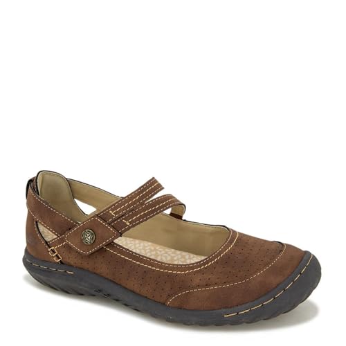 JBU Women's Fawn Mary Jane Flat, Dark Brown, 8