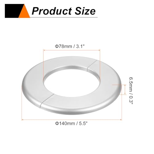 Embellecedor de tuberías autoadhesivo con diseño de hebilla split de 78mm plata 3