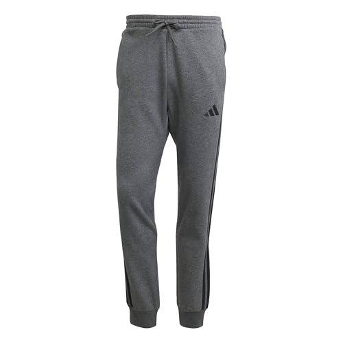 adidas Herren Essentials Fleece Regular Tapered Pants, dark grey heather/black, M
