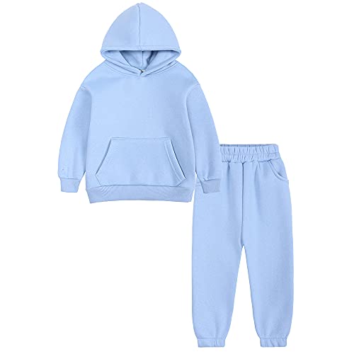 Image of MYGBCPJS Youth 2PCS Jogger Outfits Set Fleece Hooded + Sweatpants Boys Girls Athletic Sweatsuits Pullover Clothes