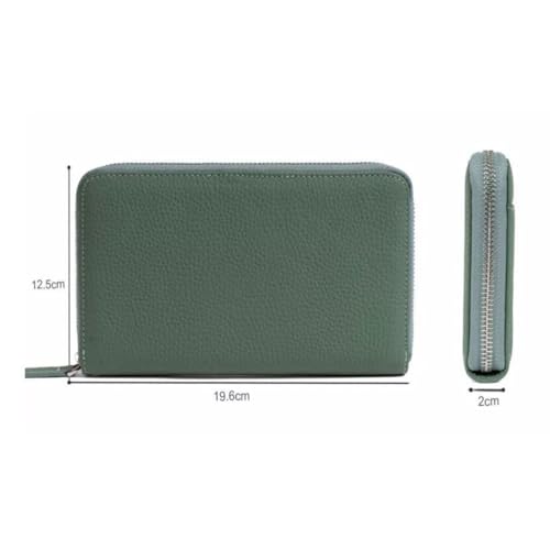 7.7Inch Business Wallets Women's Money Clips Genuine Leather Card Cases Purses Blocking Wallet Handbags (Pink)4