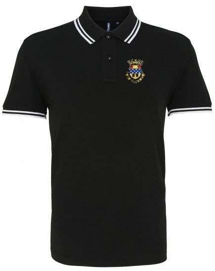 St Mirren 1940s Retro Football Iconic Polo Embroidered Logo Black/White