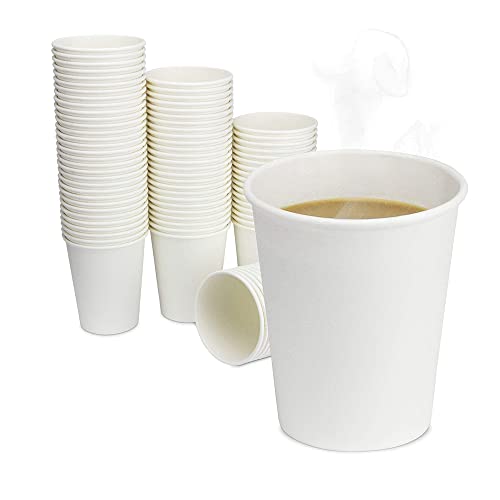ABD Vasos Desechables Café -100% Biodegradables Vasos Agua, Apto Bebidas Calientes y Frias, Blanco, Vasos Papel para Fiesta