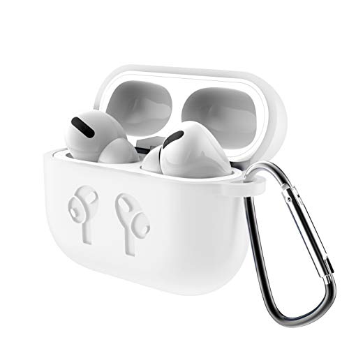 Aimtel Siliconen Hoes Compatibel met AirPods Pro Hoesje, Voorkant LED Zichtbaar Beschermhoes met Drukknopsluiting, Schokbestendige en Stofdichte Case voor Airpod Pro(Wit)