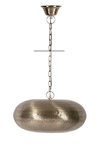 Orientalische Lampe Pendelleuchte Silber Qytura 42cm E27 Lampenfassung | Marokkanische Design Hängeleuchte Leuchte aus Indien | Orient Lampen für Wohnzimmer, Küche oder Hängend über den Esstisch - 3