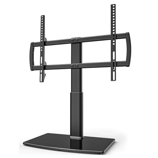 Universal TV Stand/Base Tabletop TV Stand with Wall Mount for 32 to 65 inch 4 Level Height Adjustable, Heavy Duty Tempered Glass Base, Holds up to 99lbs Screens, HT03B-002