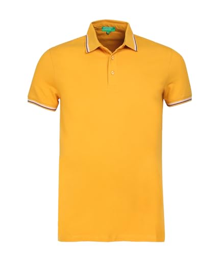 Image of United Colors of Benetton Polo T Shirt | Collar Tshirts | Half Sleeves Plain T Shirt | Solid Polo T-Shirt with Colored Collar Tipping