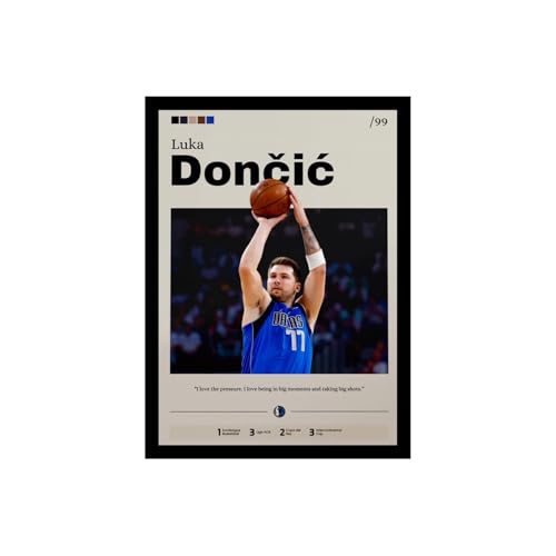 Image of BLINKART Luka Doncic | Nba Basketball Player | Synthetic Wood Photo Framed Wall Hanging Poster Room & Office Bedroom Living Boys And Girl Room Home Wall Hanging | 12x18 Inches
