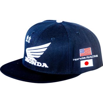 D'cor Visuals Snapback Hat - Kompatibel mit Honda Enthusiasten - Factory Navy Flat Brim Cap - Einheitsgröße Fit für MX Riders und Offroad Fans