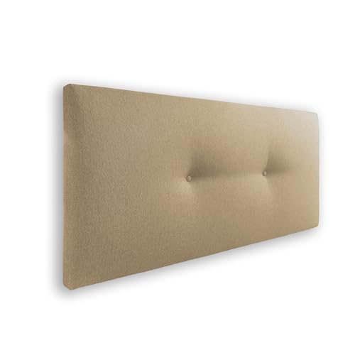 Silcar Home - Cabecero de Cama 90 Tejido Arena Silvi - Tapizado, Estructura Madera, Hilera Botones Estilo Moderno - Fácil Instalación, Acolchado Confort - 90 cm, Tela Arena