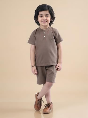 Image of POLKA TOTS 100% Pure Cotton T-Shirt and Shorts Combo For Boys | Summer Dress & Beach Wear for Boys and Toddlers | Breathable Premium Fabric Co-Ord Set Kids | Relaxed Fit Casual Summer Outfit for Kids