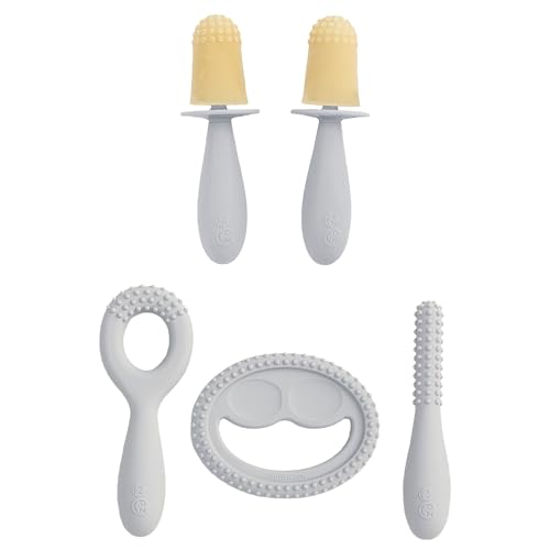 Image of Pre-Feeding Bundle 3m+ (Pewter) Tiny Pops + Oral Developmental Tools Infant Baby Essentials
