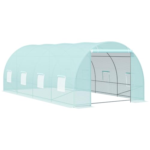 Walk-in Tunnel Greenhouse with Steel Frame and Roll-Up Windows for