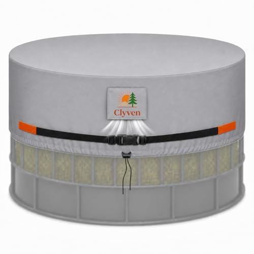 Round Bale Feeder Cover Hay Feeder Cover for Up to 8FT Round Hay Feeders 420D Waterproof Oxford Hay Bale Cover Windproof Drawstring & Buckle Design Keeps Hay Dry for Farm Livestock Use