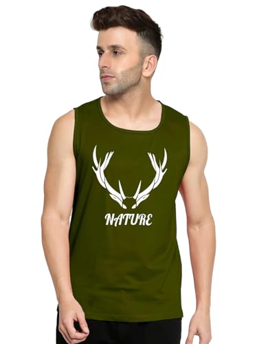 Image of Men's Sleeveless T-Shirt - 100% Pure Cotton, Nature Print - Comfortable Breathable Gym Tank Top