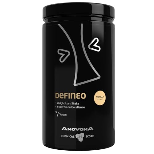 AnovonA defineo Proteinpulver: Effektiver Gewichtsverlust & Muskelaufbau mit sättigendem Mahlzeitenersatz – Reich an Vitaminen, Mineralstoffen & Glucomannan- Glutenfrei | Vanille-Cookies, 560 g.