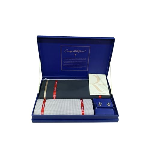 Image of Raymond Men's Unstitched 3.25 Meters Suit Fabric Set With Cufflinks and 1.7 Meters Shirt Piece (Multicolour, All Weather, Attractive Box, Premium) (6)