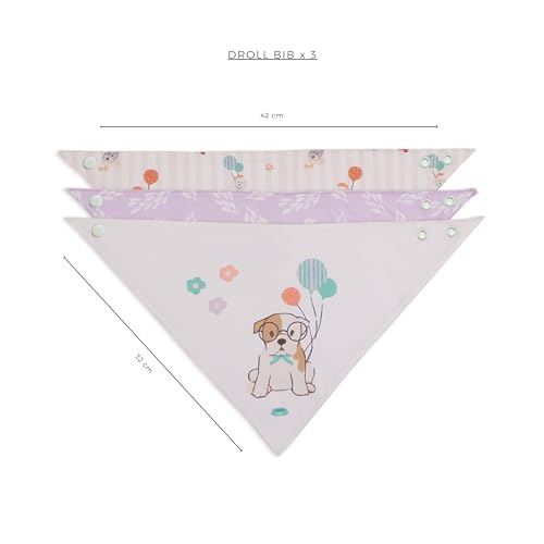 Image of abracadabra Cotton Jersey Drool Bibs (Set of 3) - Soft, Super Absorbent & Lightweight With Adjustable Snaps - Puppy Love
