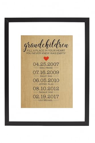 Product Image of the Personalized Mothers Day Gift for Grandma, Grandmother Grandpa Grandfather Birthday: 'Grandchildren Fill a Place in Your Heart You Never Knew Was Empty' (8x10 or 11x14 Burlap Print)