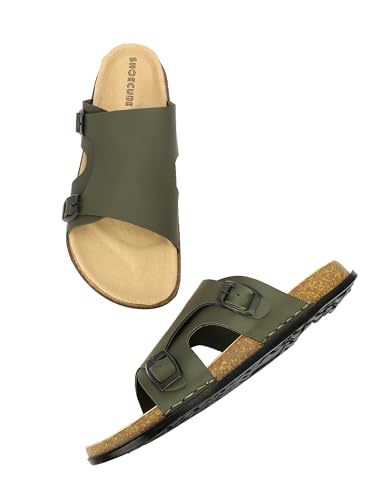 Image of Men Full Cover Double Buckle Slippers | Covered Slip-On Sandals for Men | Comfortable Footwear | Adjustable Strap Rubber Sandals | Anti-Slip Sole Slippers
