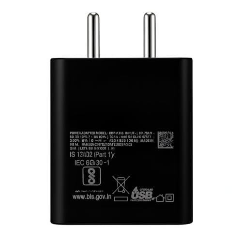 Image of 25W USB-C PD Super Fast Charging Wall Adapter, Compatible with A55 /A56 /A35 /A36 /A16 /A06 /M56 /M36 /M35 /M16 /M06 /M05 /S25 /S24 /F56 /F36 /F16 /F06 /F05, 3A Type-C Power Adaptor, Black