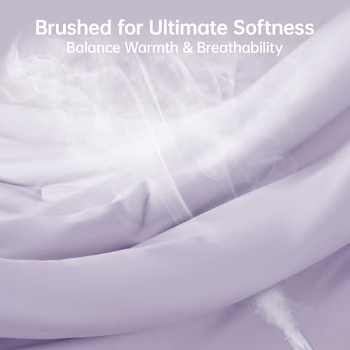 Image of MUXHOMO King Size Comforter Set, All Season Ultra Soft Down Alternative Bedding - 3 Piece Lightweight Bed Set Includes 1 Comforter (104 inchx90 inch) and 2 Pillow Shams (20 inchx36 inch), Lavender