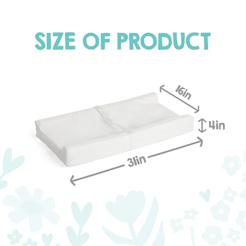 Image of Regalo Baby Basics Changing Pad with Non-Slip Grip System, Waterproof Diaper Changing Pad for Dresser or Changing Table, Contoured Infant Changing Pad with Safety Strap, White