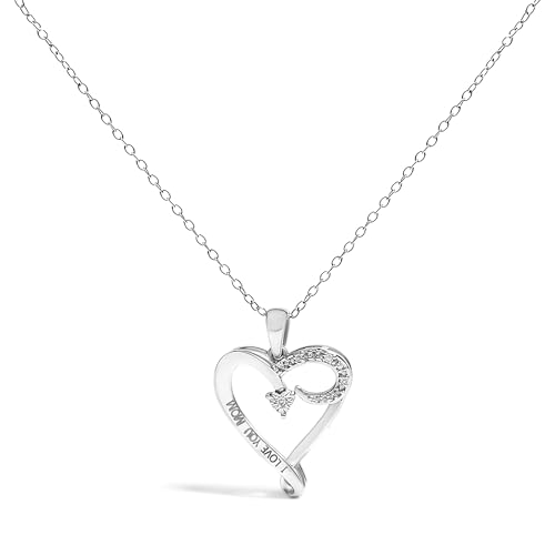 Haus of Brilliance .925 Sterling Silver Diamond Accent I Love You MOM Heart Pendant Necklace (J-K Color, I2-I3 Clarity) - 18" Inches