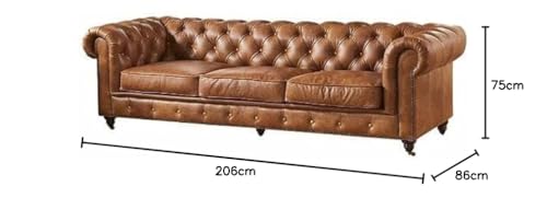 Image of 5 Seater Luxury Chesterfield Sofa in Velvet for Living Room & Dining Room (100% Teak Wood)(Brown)