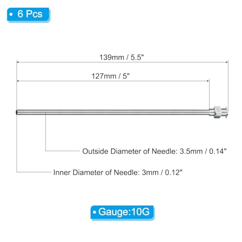 Aiguille de distribution 10G en acier inoxydable PATIKIL pour transfert de fluides (6 Pcs)