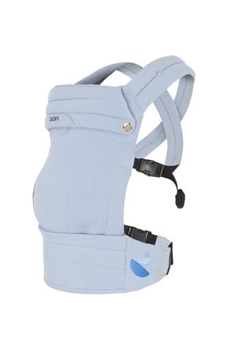 Babiini Mochila Portabebés Ergonómica Unisex, Algodon+Lino, Babero Extraíble Hipoalergénico, Soporte Cómodo para Bebés de 3.2kg a 16kg - Lavable a Máquina, Transpirable, Múltiples Posiciones de Porteo