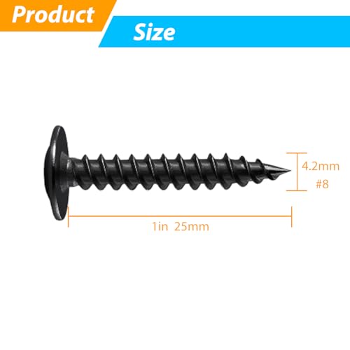 120PCS #8×1" Tornillos para Madera Negros, Cabeza Truss Modificada Phillips, autorroscantes con recubrimiento de Óxido de Zinc miniatura 2