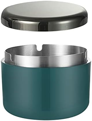 Outdoor Cigarette Ashtray with Lid, hanlongyu Modern Decorative Box Smokeless Ashtray, Plastic Casing Ash Holder with Stainless Steel Inner Liner, Smell Proof Ashtrays for Patio Home Tabletop