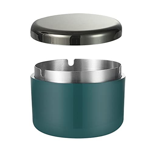 Cenicero para cigarrillos al aire libre con tapa, caja decorativa moderna hanlongyu, cenicero sin humo, ceniceros a prueba de olores para patio, hogar y mesa (verde)